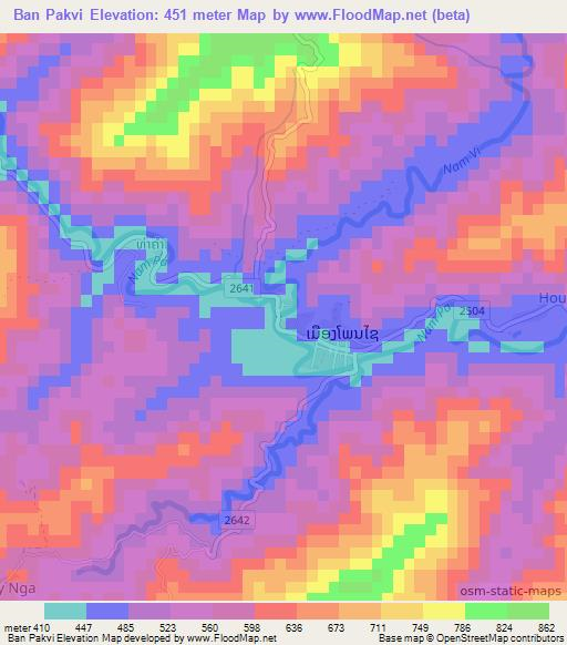 Ban Pakvi,Laos Elevation Map