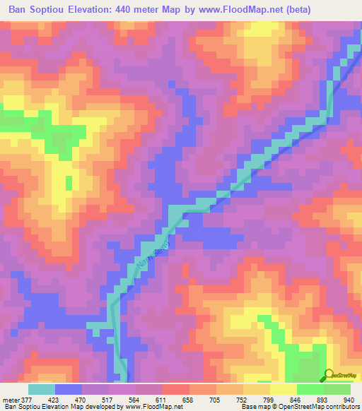 Ban Soptiou,Laos Elevation Map