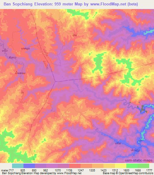 Ban Sopchiang,Laos Elevation Map