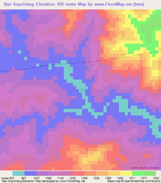 Ban Sopchiang,Laos Elevation Map