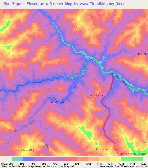 Ban Sopten,Laos Elevation Map