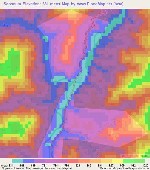 Sopsoum,Laos Elevation Map