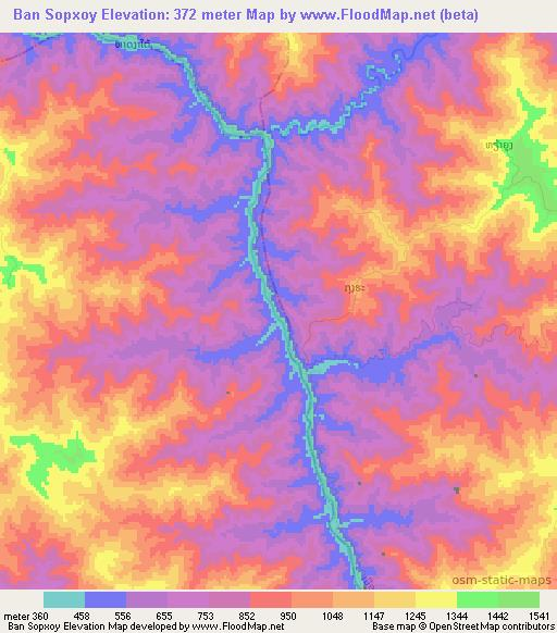 Ban Sopxoy,Laos Elevation Map