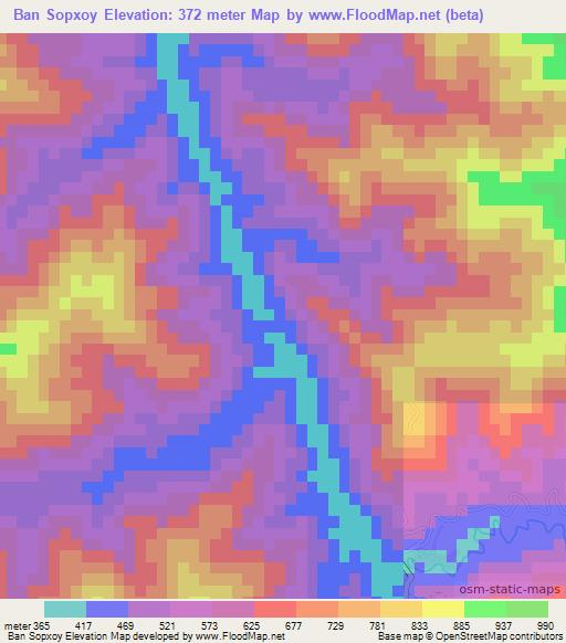 Ban Sopxoy,Laos Elevation Map