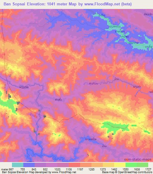 Ban Sopsai,Laos Elevation Map