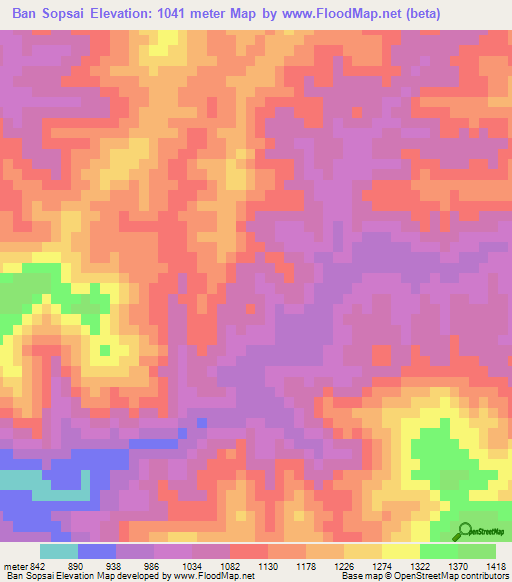 Ban Sopsai,Laos Elevation Map