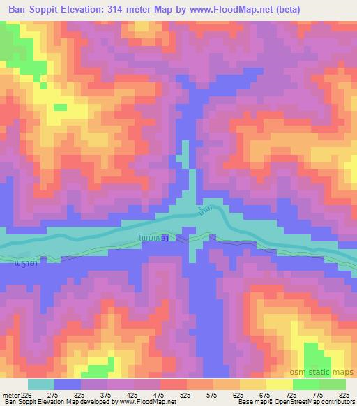 Ban Soppit,Laos Elevation Map