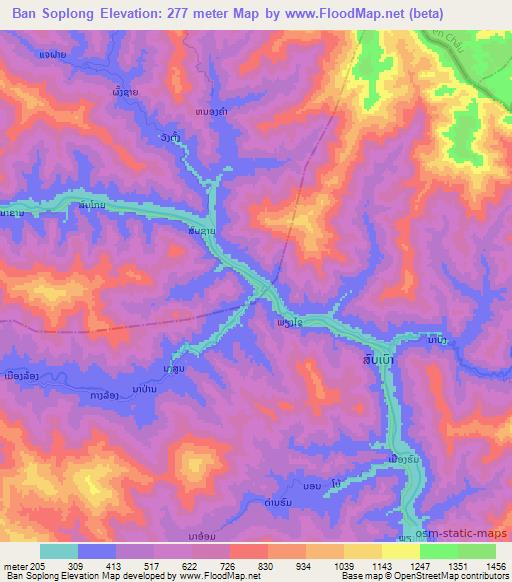 Ban Soplong,Laos Elevation Map