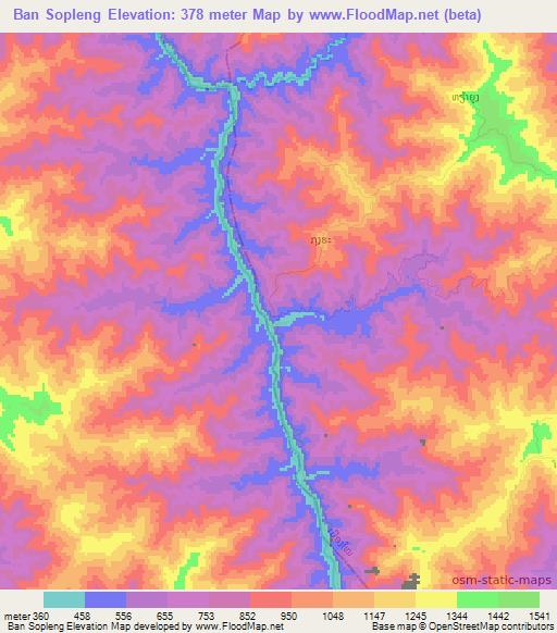 Ban Sopleng,Laos Elevation Map