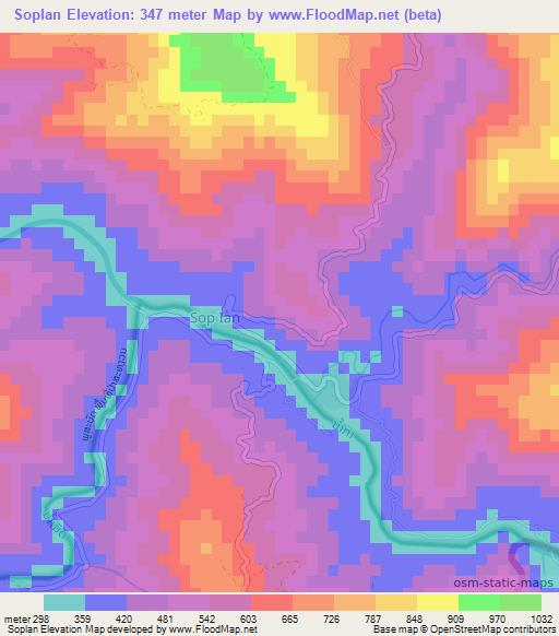 Soplan,Laos Elevation Map