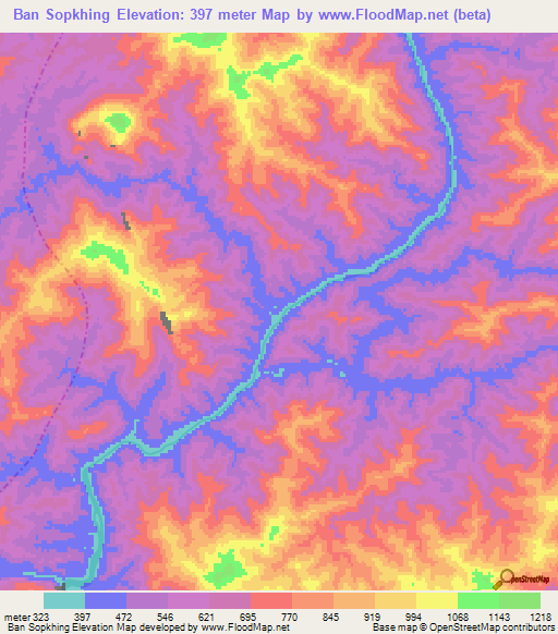 Ban Sopkhing,Laos Elevation Map