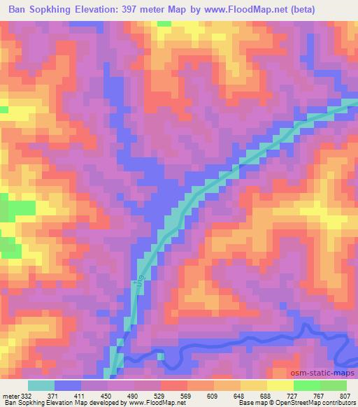 Ban Sopkhing,Laos Elevation Map