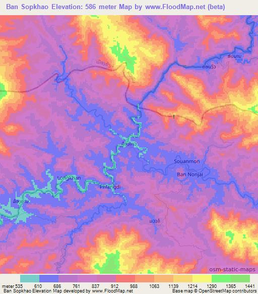 Ban Sopkhao,Laos Elevation Map