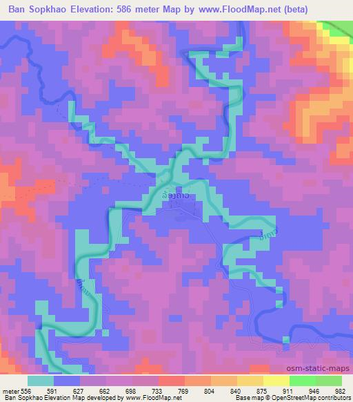 Ban Sopkhao,Laos Elevation Map