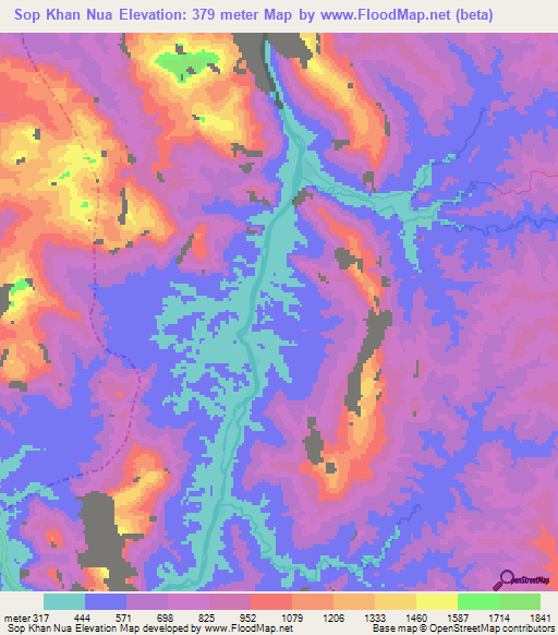 Sop Khan Nua,Laos Elevation Map