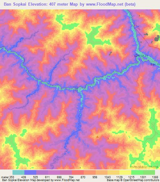 Ban Sopkai,Laos Elevation Map