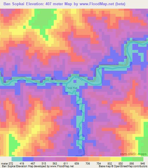 Ban Sopkai,Laos Elevation Map