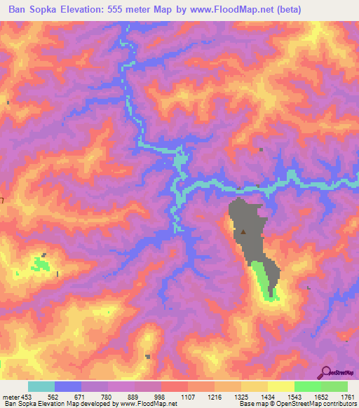 Ban Sopka,Laos Elevation Map