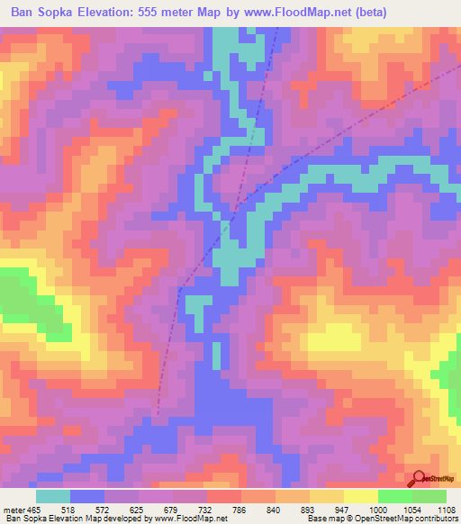 Ban Sopka,Laos Elevation Map