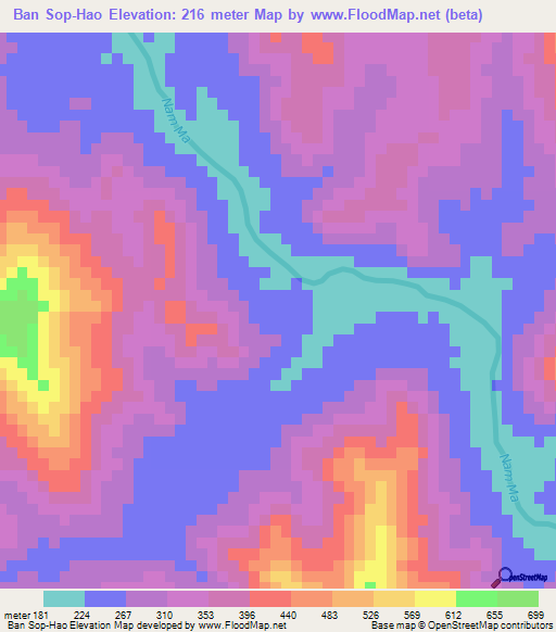 Ban Sop-Hao,Laos Elevation Map