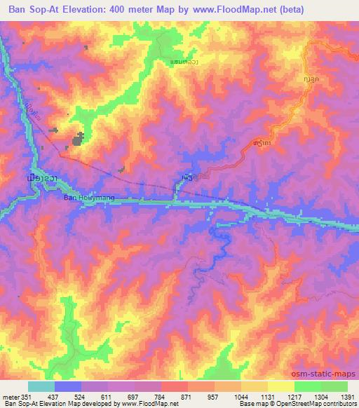 Ban Sop-At,Laos Elevation Map