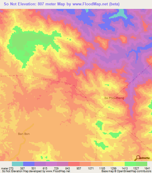 So Not,Laos Elevation Map