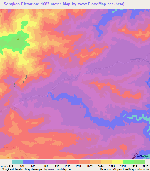 Songkeo,Laos Elevation Map