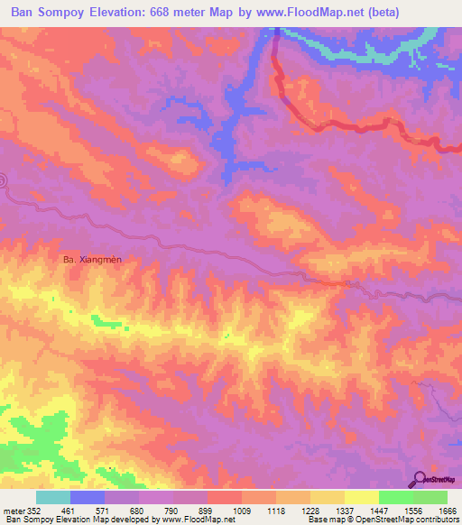 Ban Sompoy,Laos Elevation Map