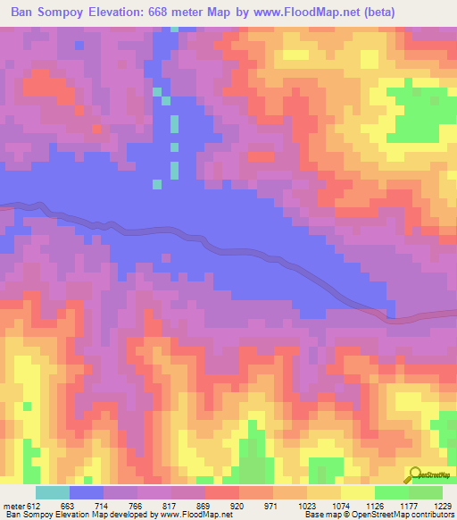 Ban Sompoy,Laos Elevation Map