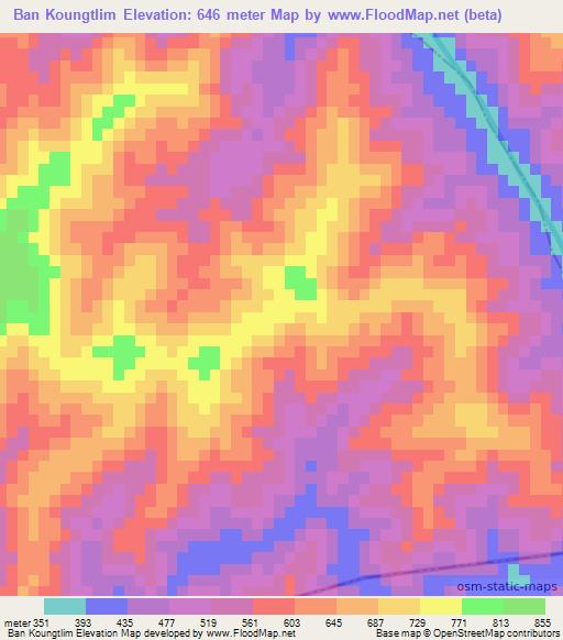 Ban Koungtlim,Laos Elevation Map