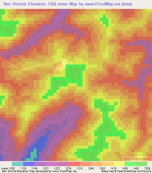 Ban Sinchai,Laos Elevation Map