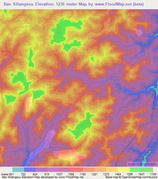 Ban Siliangsou,Laos Elevation Map