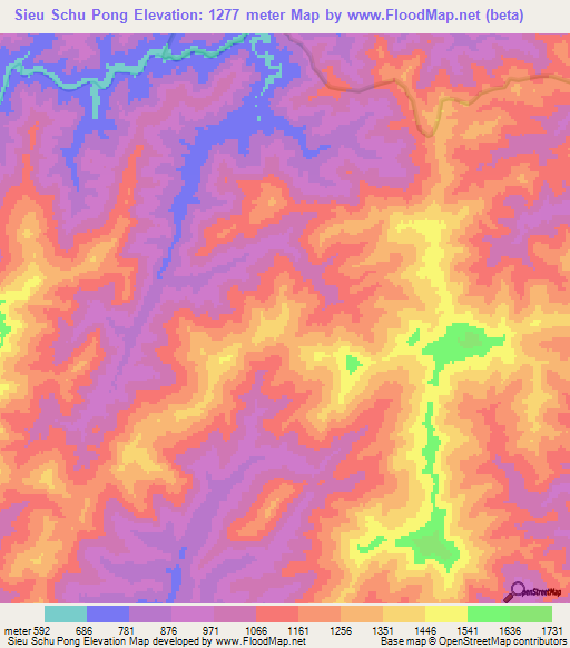 Sieu Schu Pong,Laos Elevation Map