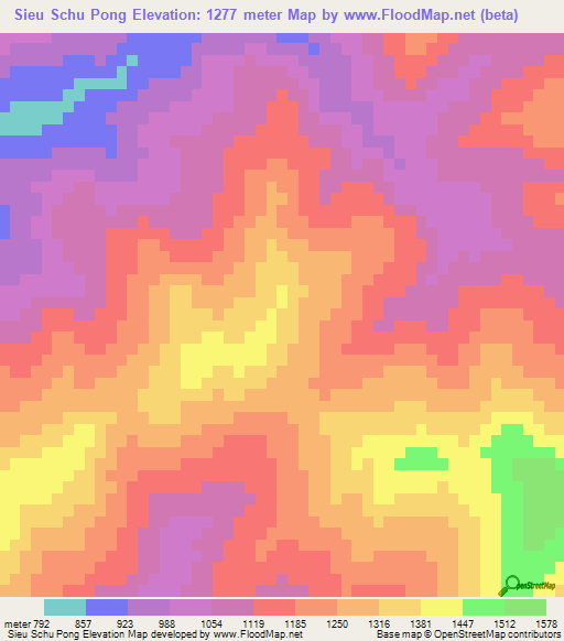 Sieu Schu Pong,Laos Elevation Map