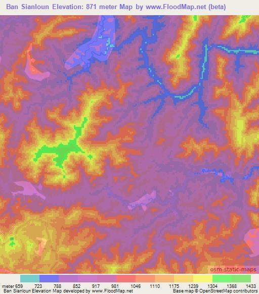 Ban Sianloun,Laos Elevation Map