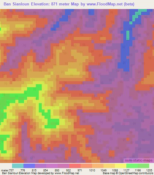 Ban Sianloun,Laos Elevation Map