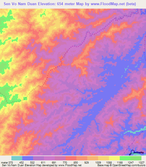 Sen Vo Nam Duan,Laos Elevation Map