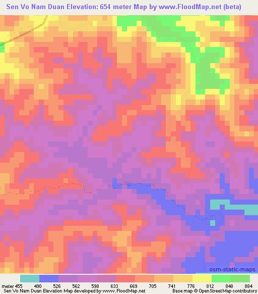 Sen Vo Nam Duan,Laos Elevation Map