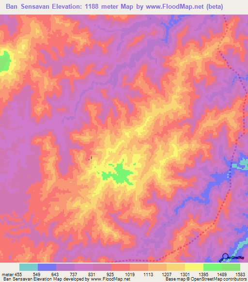 Ban Sensavan,Laos Elevation Map