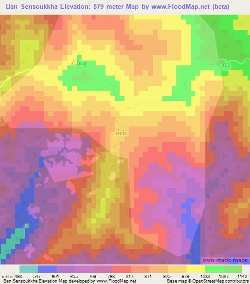 Ban Sensoukkha,Laos Elevation Map