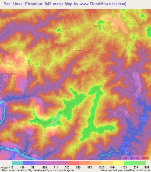 Ban Sinxai,Laos Elevation Map