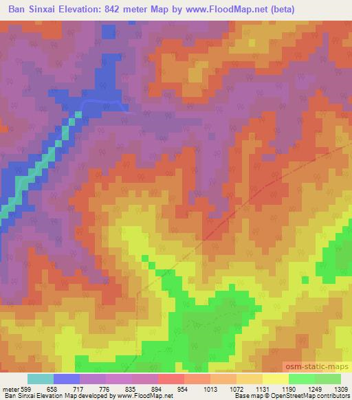 Ban Sinxai,Laos Elevation Map