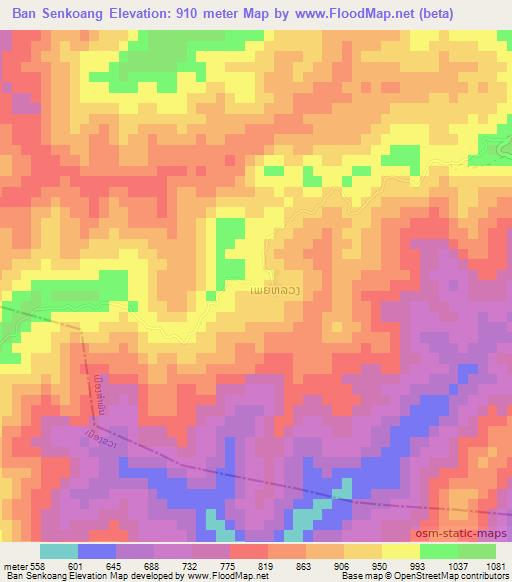 Ban Senkoang,Laos Elevation Map