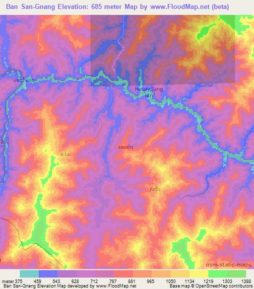 Ban San-Gnang,Laos Elevation Map