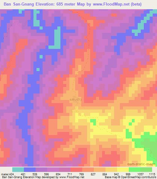 Ban San-Gnang,Laos Elevation Map