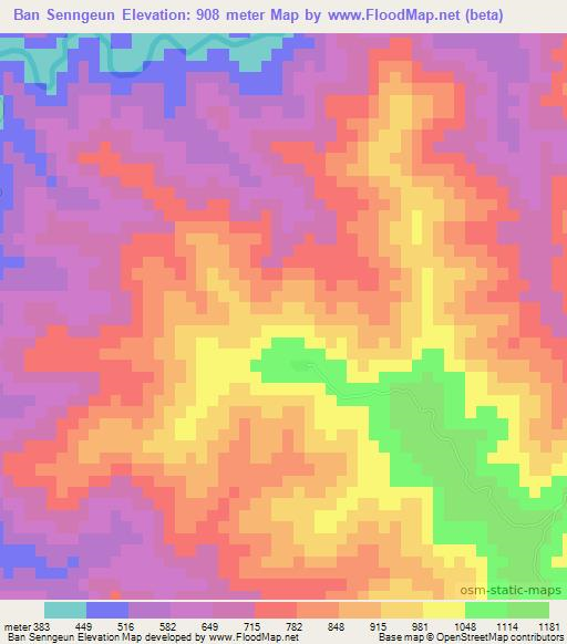 Ban Senngeun,Laos Elevation Map