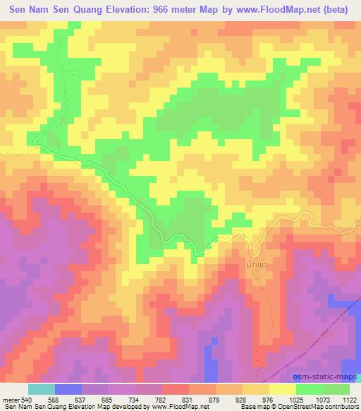 Sen Nam Sen Quang,Laos Elevation Map