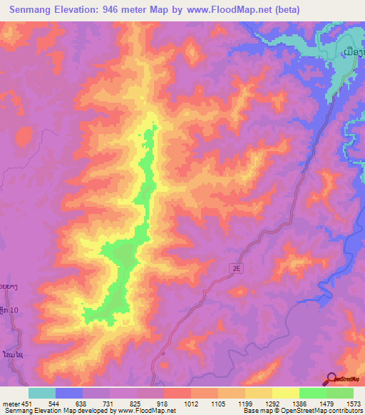 Senmang,Laos Elevation Map