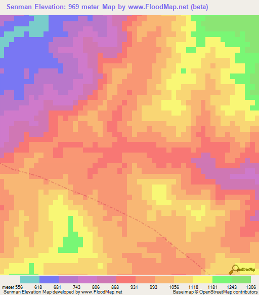 Senman,Laos Elevation Map