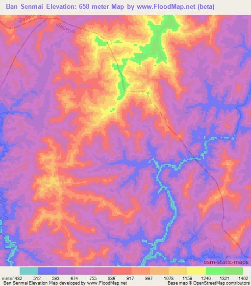 Ban Senmai,Laos Elevation Map